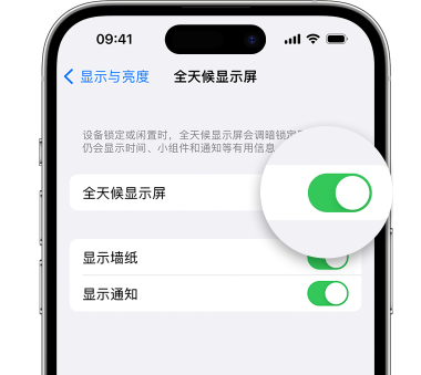 凤台苹果15预约维修分享iPhone15如何设置全天候显示屏幕可见 